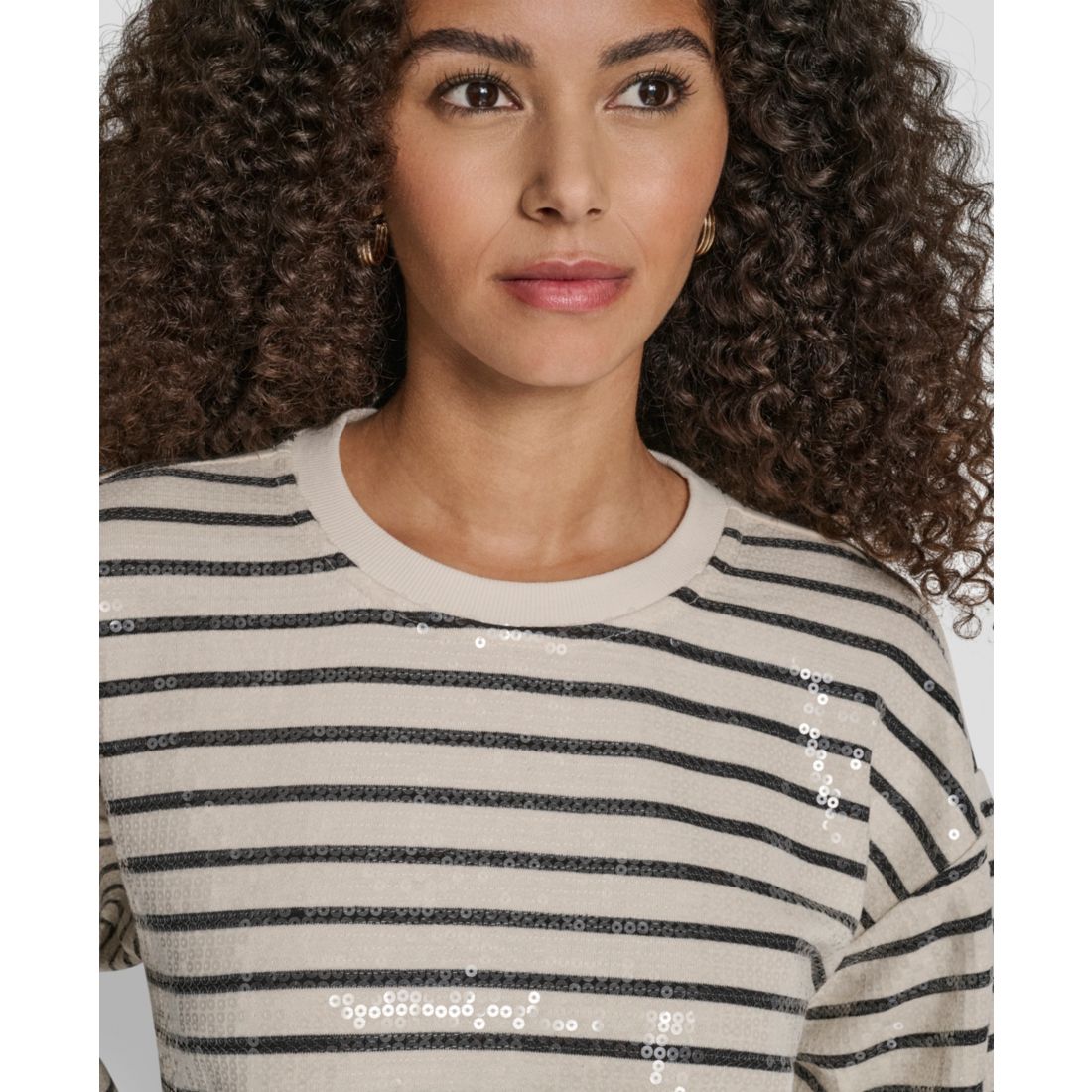 Dkny Jeans Women's Striped Long-Sleeve Sweatshirt
