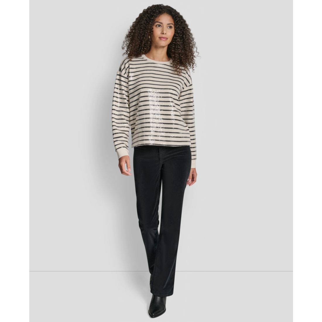 Dkny Jeans Women's Striped Long-Sleeve Sweatshirt