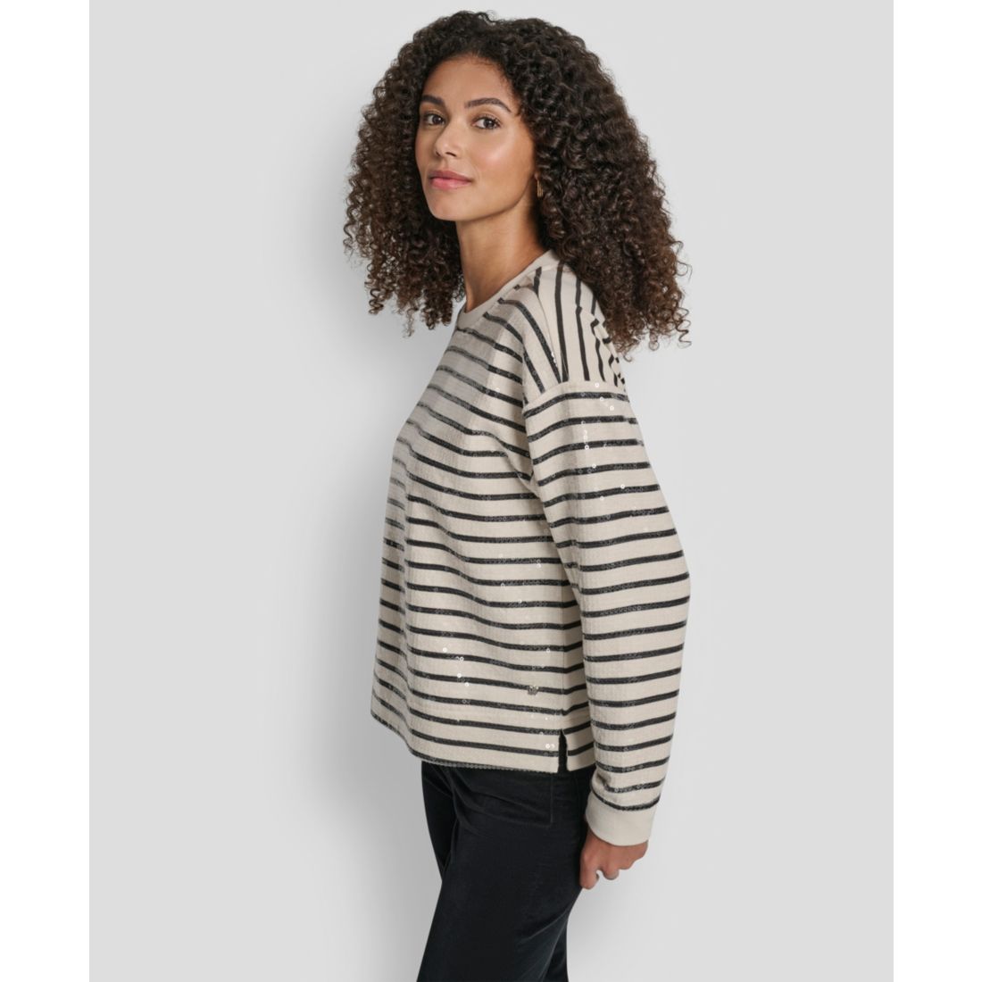 Dkny Jeans Women's Striped Long-Sleeve Sweatshirt