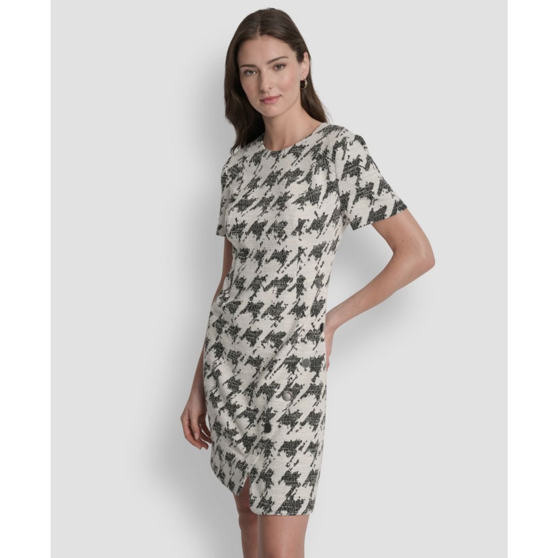 Dkny Petite Short Sleeve Riveted Skirt Sheath Dress