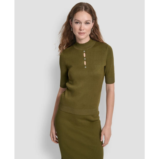 Dkny Women's Grommet Mock Neck Sweater