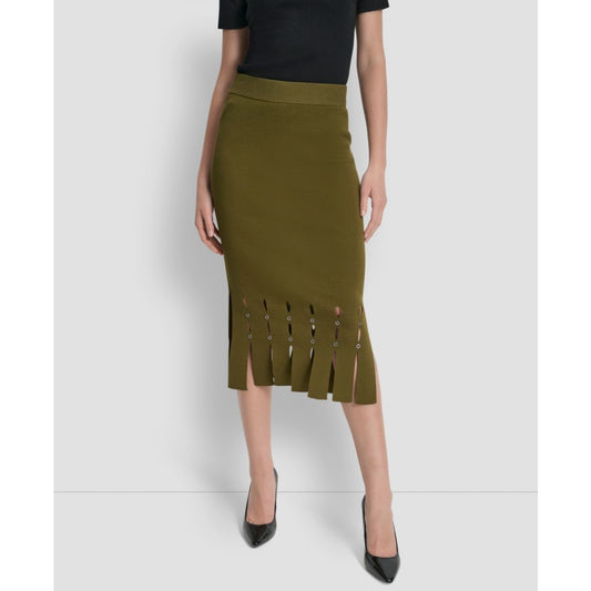 Dkny Women's Grommet Detail Sweater Pencil Midi Skirt