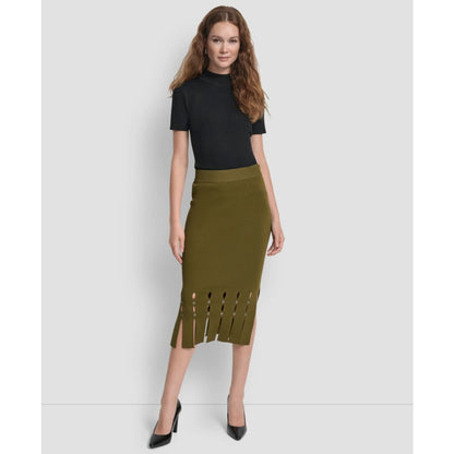 Dkny Women's Grommet Detail Sweater Pencil Midi Skirt