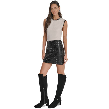 Dkny Jeans Women's Embellished Faux Leather Mini Skirt