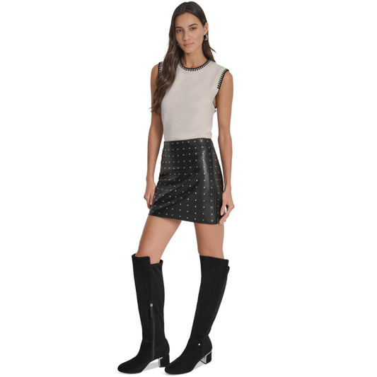 Dkny Jeans Women's Embellished Faux Leather Mini Skirt