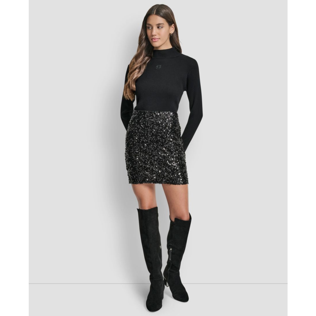 Dkny Jeans Women's Sequin Embellished Mini Skirt