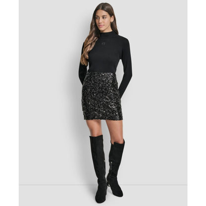 Dkny Jeans Women's Sequin Embellished Mini Skirt