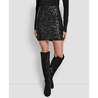Dkny Jeans Women's Sequin Embellished Mini Skirt