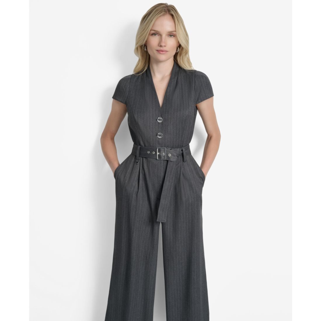 Dkny Women's Cap Sleeve V-Neck Jumpsuit