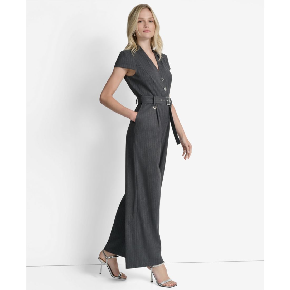 Dkny Women's Cap Sleeve V-Neck Jumpsuit