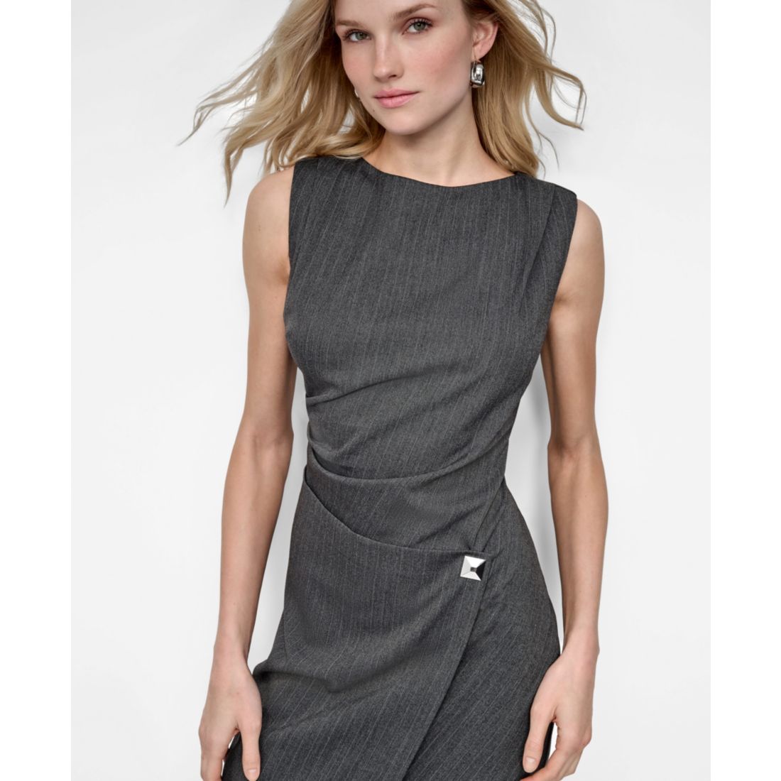 Dkny Women's Sleeveless Boat Neck A Line Dress