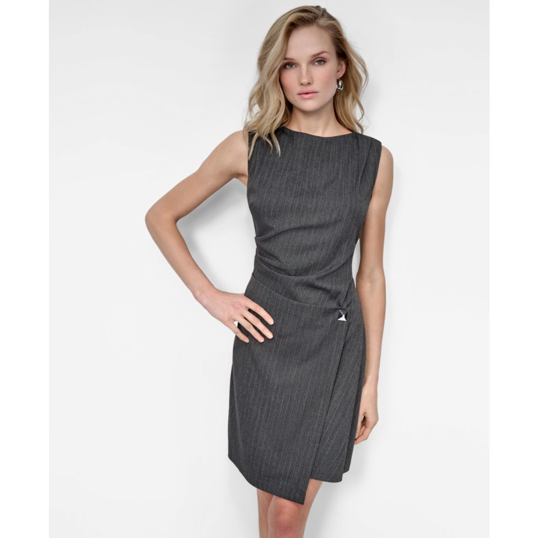 Dkny Women's Sleeveless Boat Neck A Line Dress