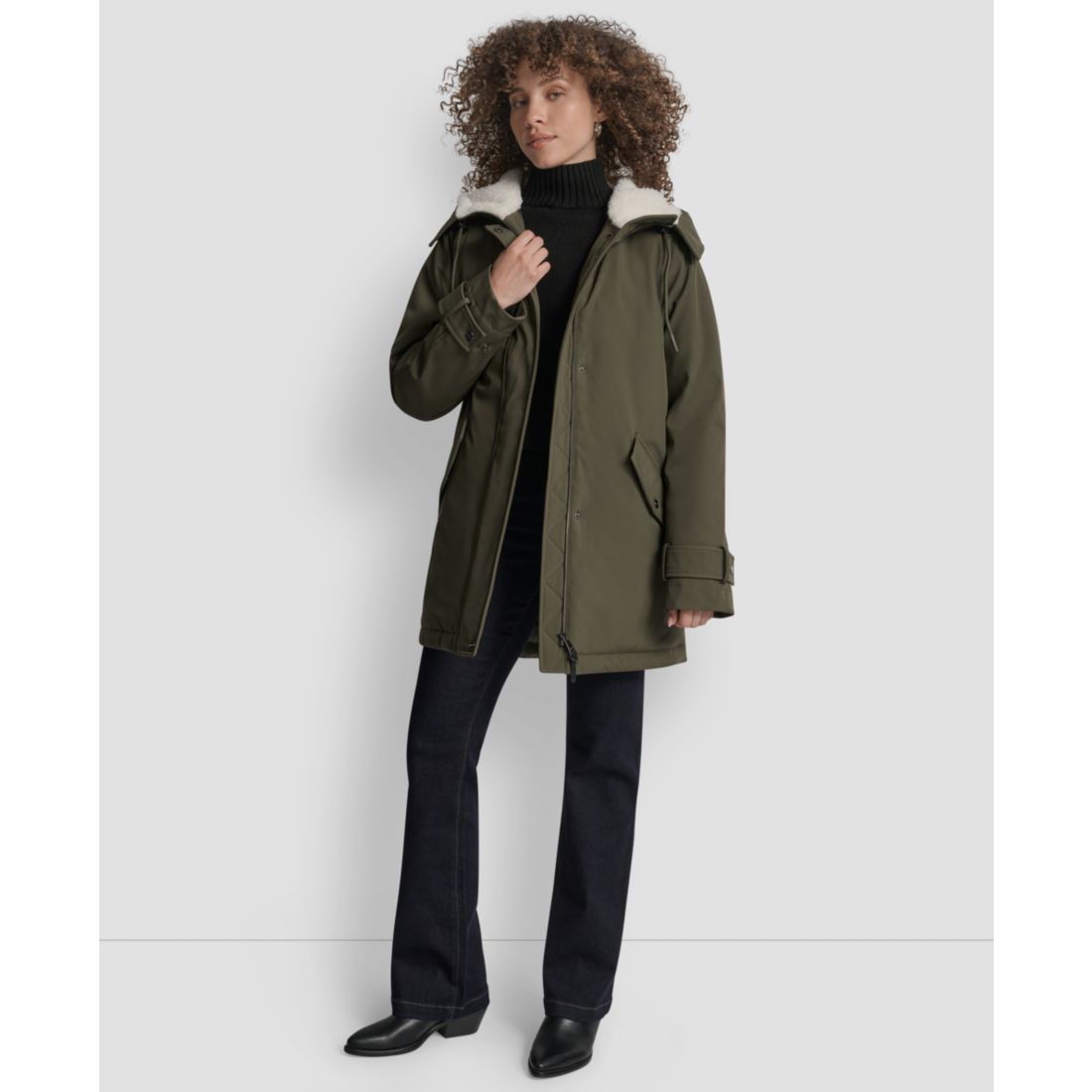Dkny Women's Faux-Fur-Lined Hooded Softshell Coat