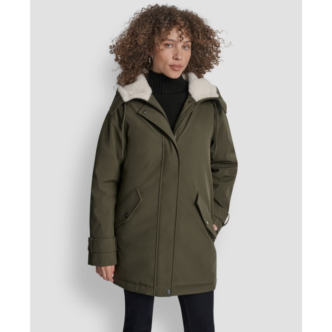Dkny Women's Faux-Fur-Lined Hooded Softshell Coat