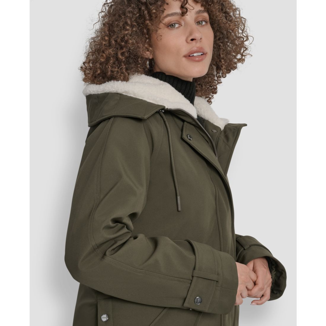 Dkny Women's Faux-Fur-Lined Hooded Softshell Coat
