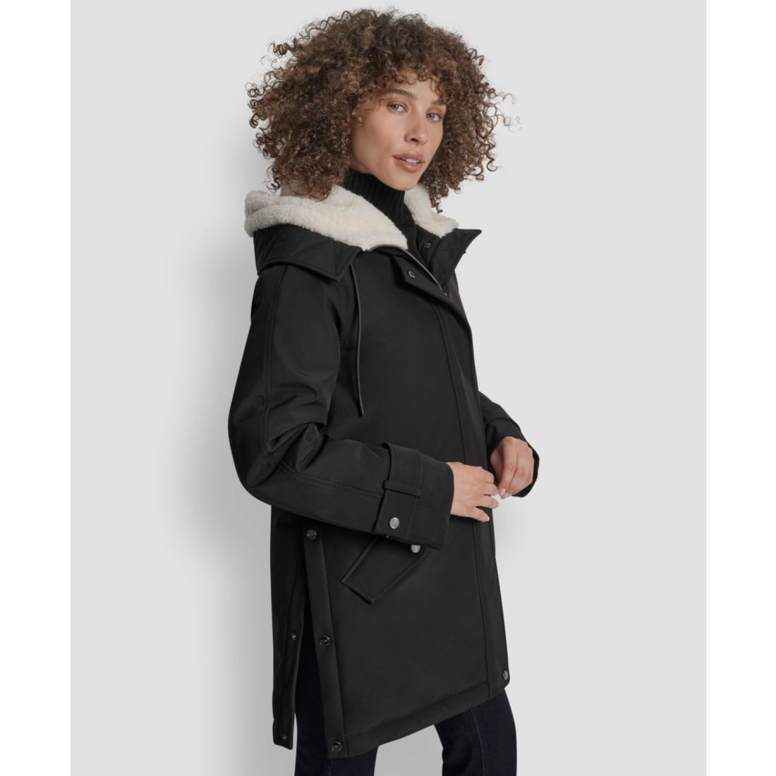 Dkny Women's Faux-Fur-Lined Hooded Softshell Coat