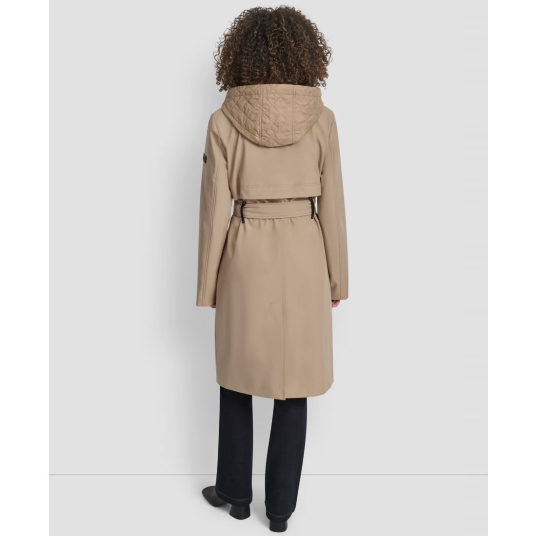 Dkny Women's Hooded Bibbed Belted Trench Coat