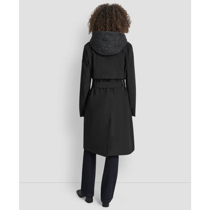 Dkny Women's Hooded Bibbed Belted Trench Coat