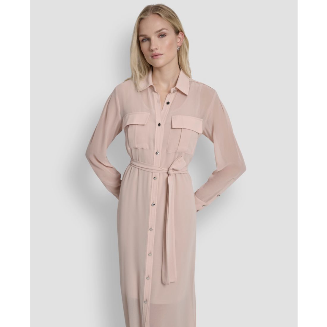Dkny Women's Long Sleeve Collared Shirt Dress