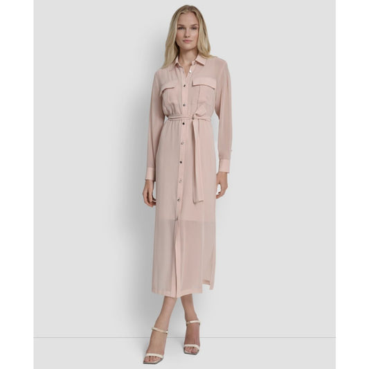Dkny Women's Long Sleeve Collared Shirt Dress