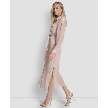 Dkny Women's Long Sleeve Collared Shirt Dress