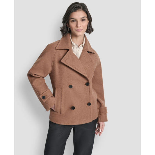 Dkny Women's Short Double Breasted Collared Coat