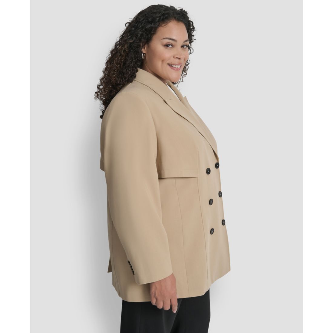 Dkny Plus Size Double Breasted Trench Jacket