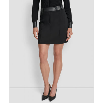Dkny Women's Seamed Faux-Leather Trimmed Skirt