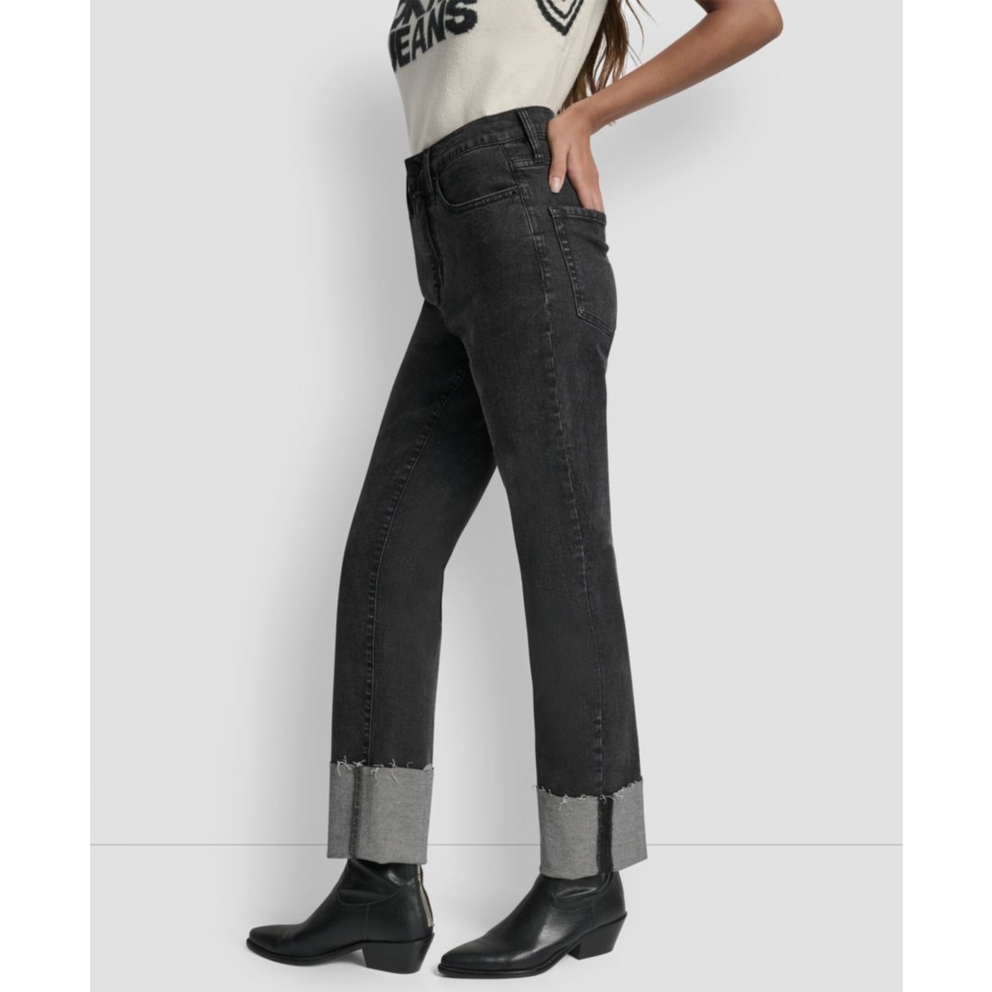Dkny Jeans Women's High-Rise Classic Cuffed Straight-Leg Jeans