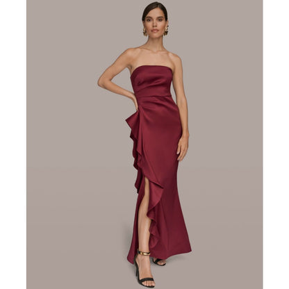 Donna Karan New York Women's Strapless Side Ruffle Dress