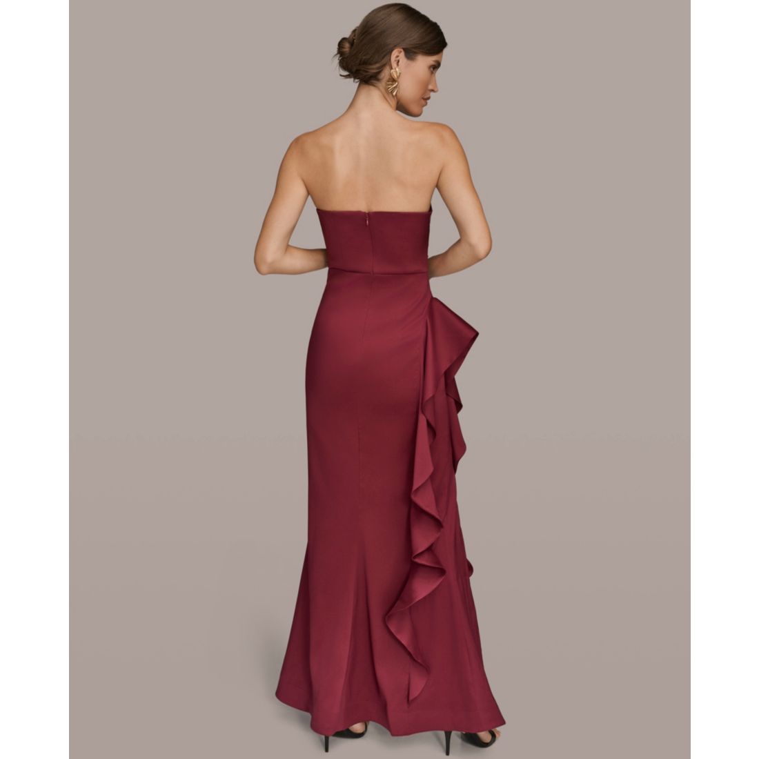Donna Karan New York Women's Strapless Side Ruffle Dress