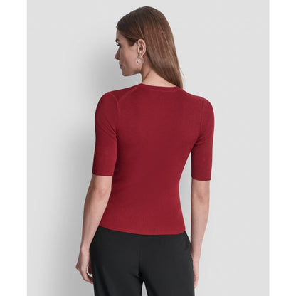 Dkny Women's Button Detail Short Sleeve Sweater