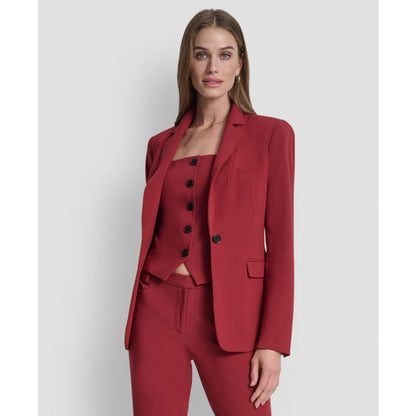 Dkny Women's Padded Shoulder One-Button Jacket