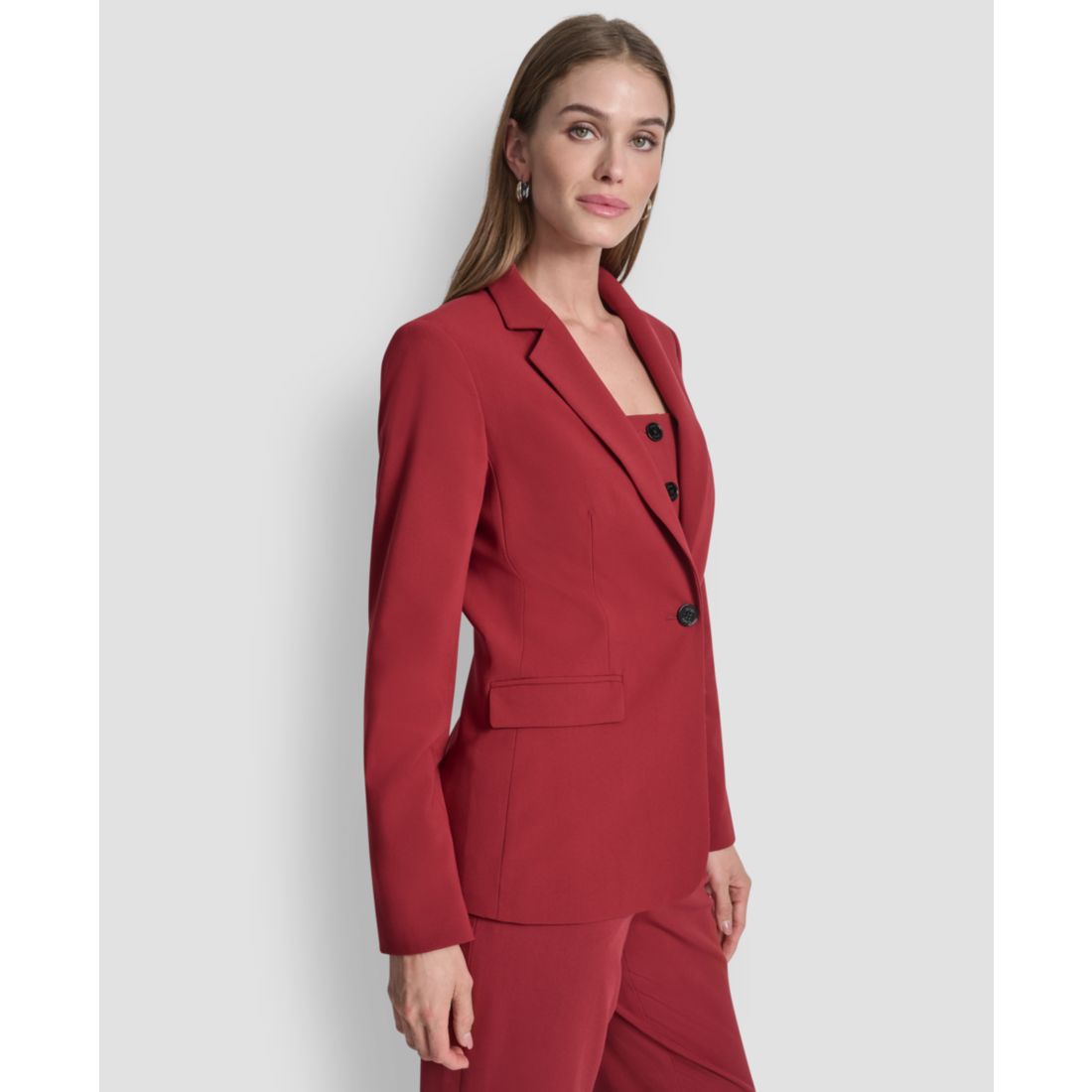 Dkny Women's Padded Shoulder One-Button Jacket