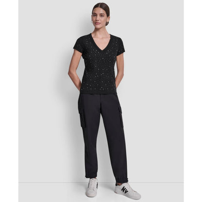 Dkny Jeans Women's Embellished V-Neck Top