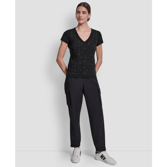 Dkny Jeans Women's Embellished V-Neck Top