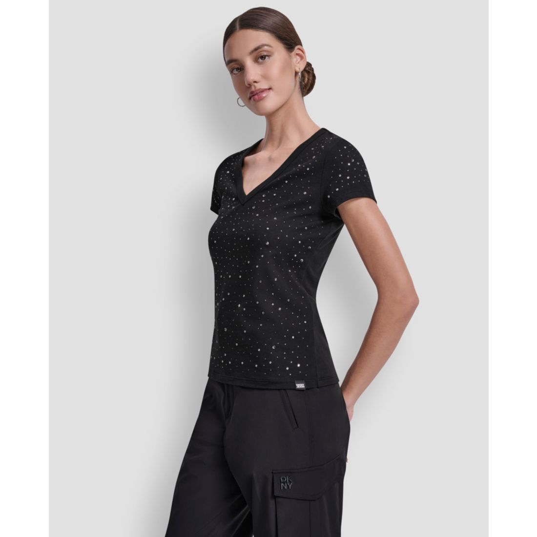 Dkny Jeans Women's Embellished V-Neck Top