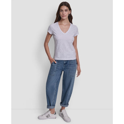 Dkny Jeans Women's Embellished V-Neck Top