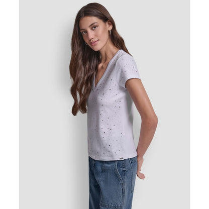 Dkny Jeans Women's Embellished V-Neck Top