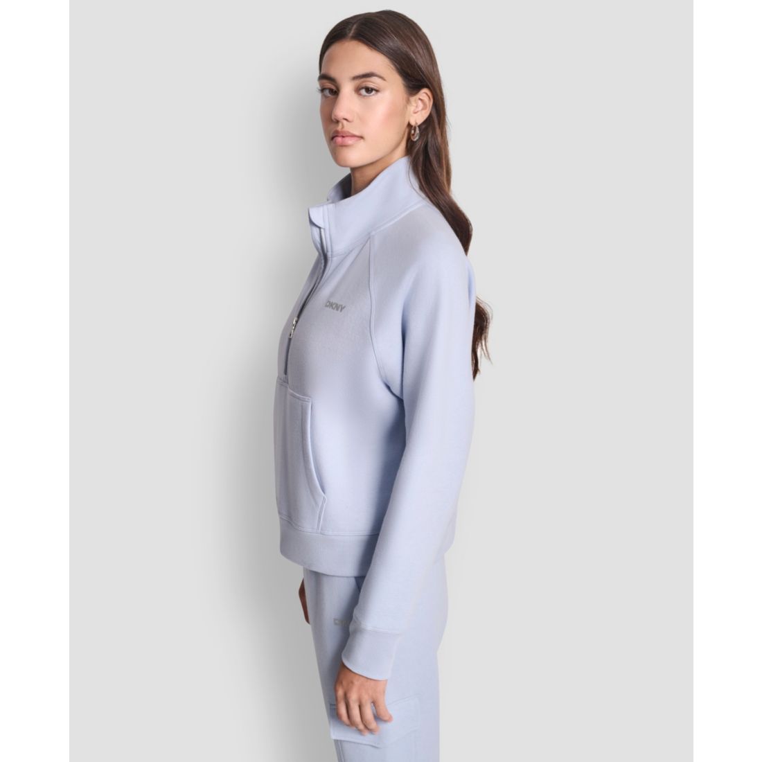 Dkny Sport Women's Studded-Logo Half-Zip Sweatshirt