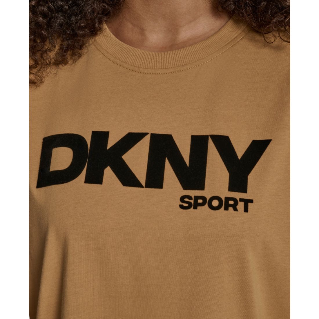 Dkny Women's Flocked Logo Drop Shoulder T-Shirt