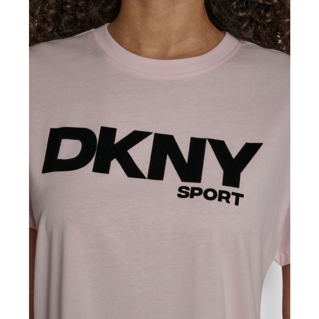 Dkny Women's Flocked Logo Drop Shoulder T-Shirt