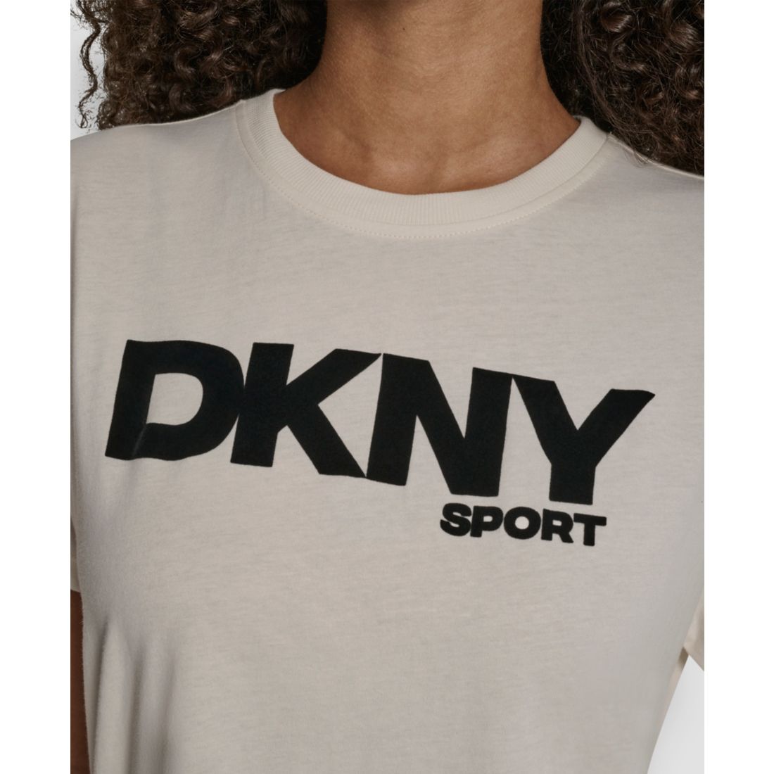 Dkny Women's Flocked Logo Drop Shoulder T-Shirt