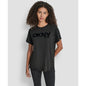 Dkny Women's Flocked Logo Drop Shoulder T-Shirt