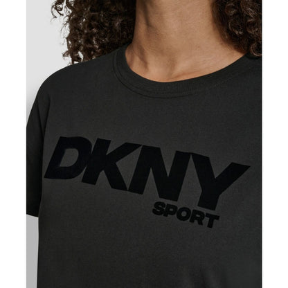 Dkny Women's Flocked Logo Drop Shoulder T-Shirt