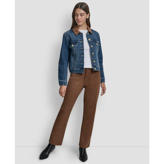 Dkny Jeans Women's Collared Trucker Jacket