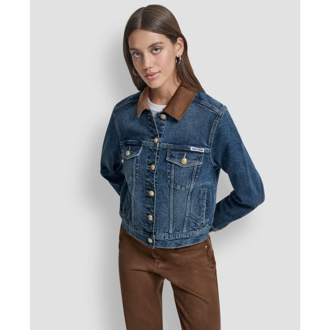 Dkny Jeans Women's Collared Trucker Jacket