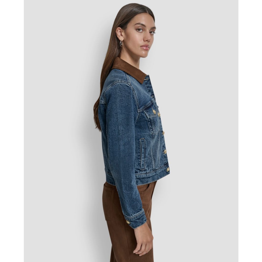 Dkny Jeans Women's Collared Trucker Jacket