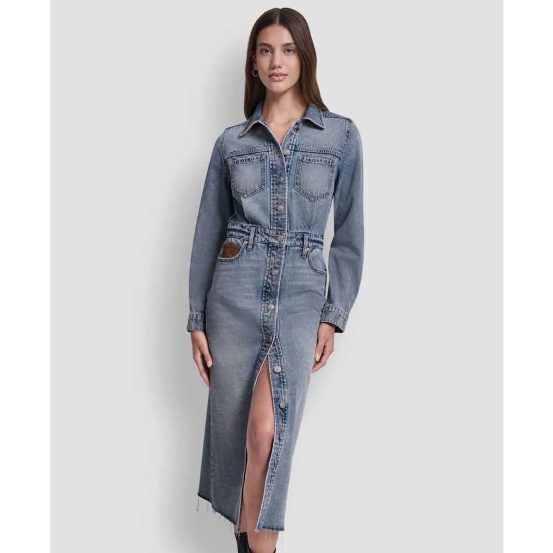 Dkny Jeans Women's Button Front Midi Dress