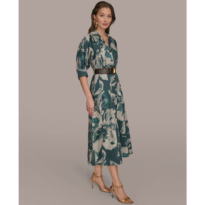 Donna Karan New York Women's Floral Shirt Dress - Hudson/ Weathered Sage Multi